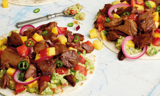 TACO WITH GUACAMOLE & MANGO SALSA