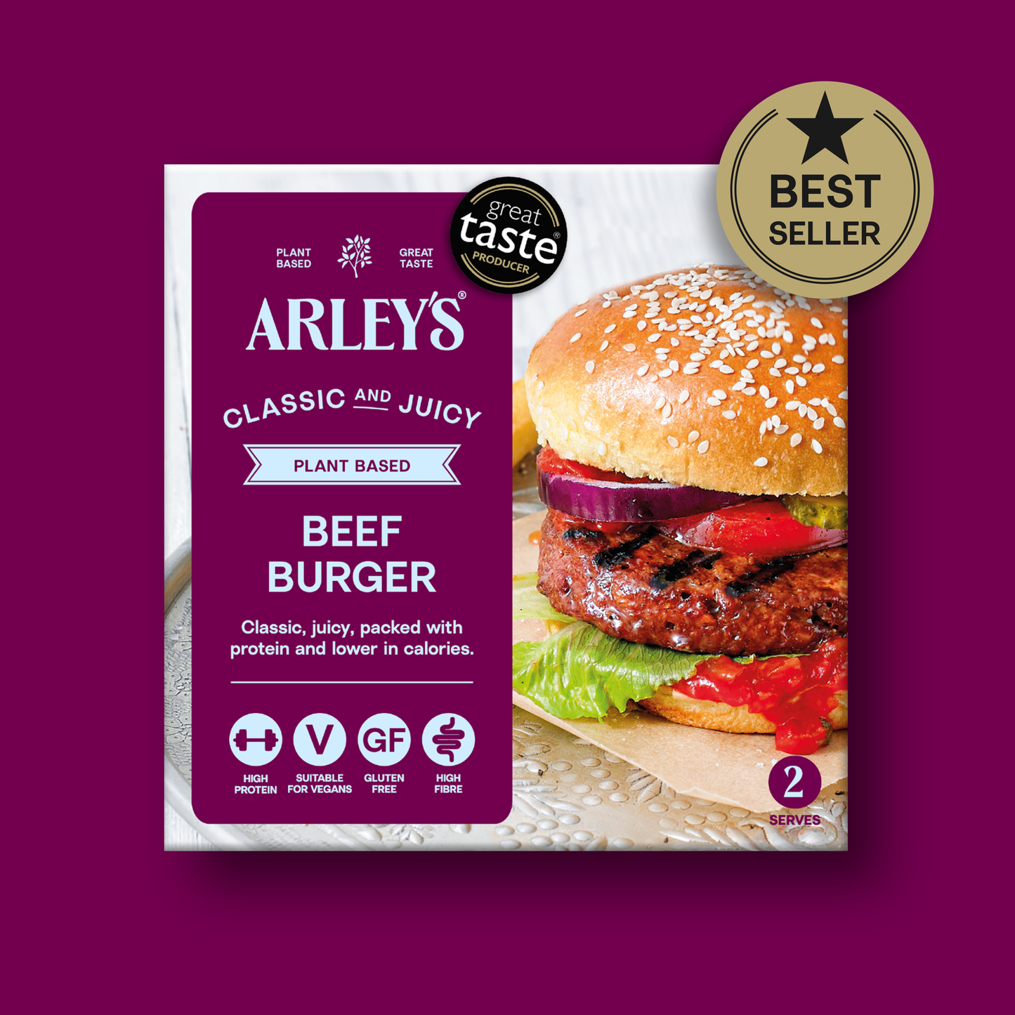 Arley's Plant Based Beef Burger 2 x 114g