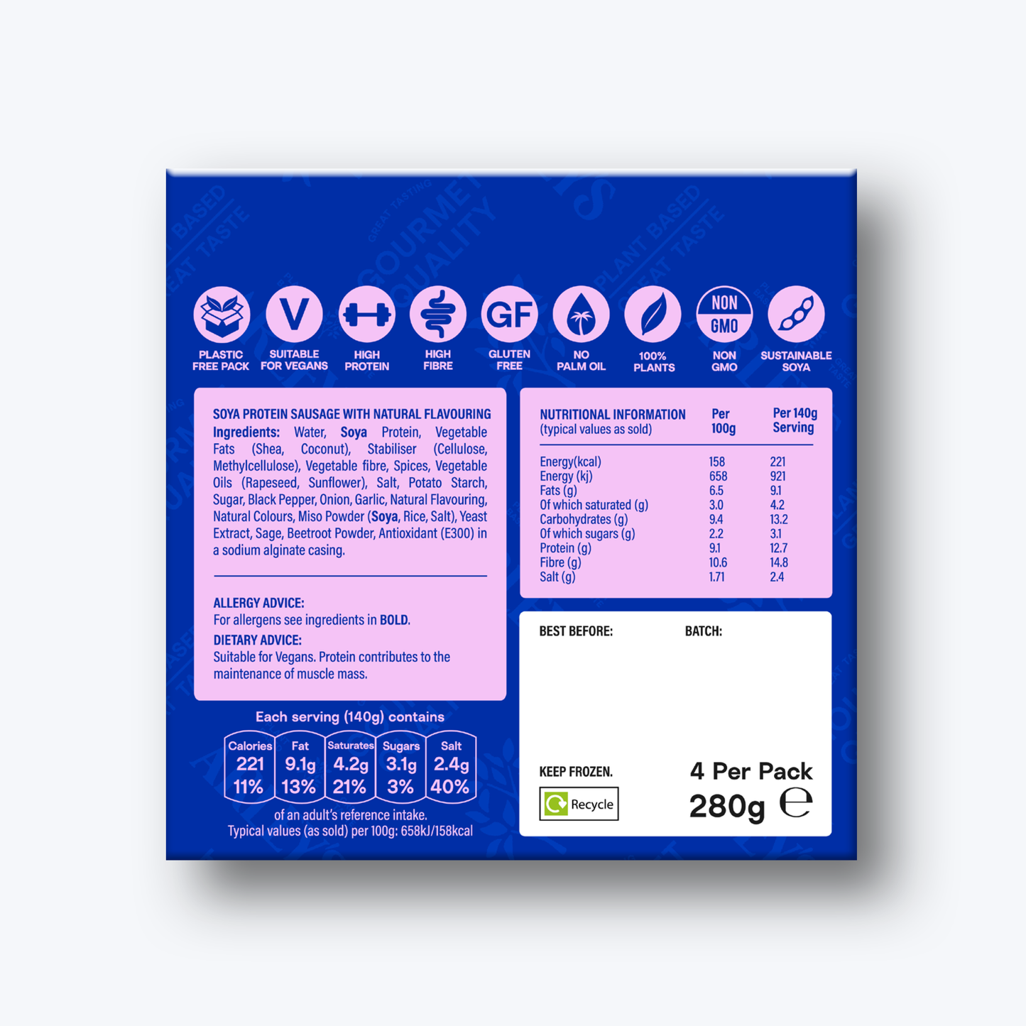Arley's Plant Based Chorizo Sausage 4 x 70g
