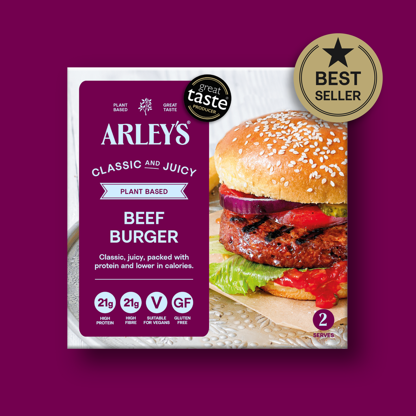 Arley's Plant Based Beef Burger 2 x 114g