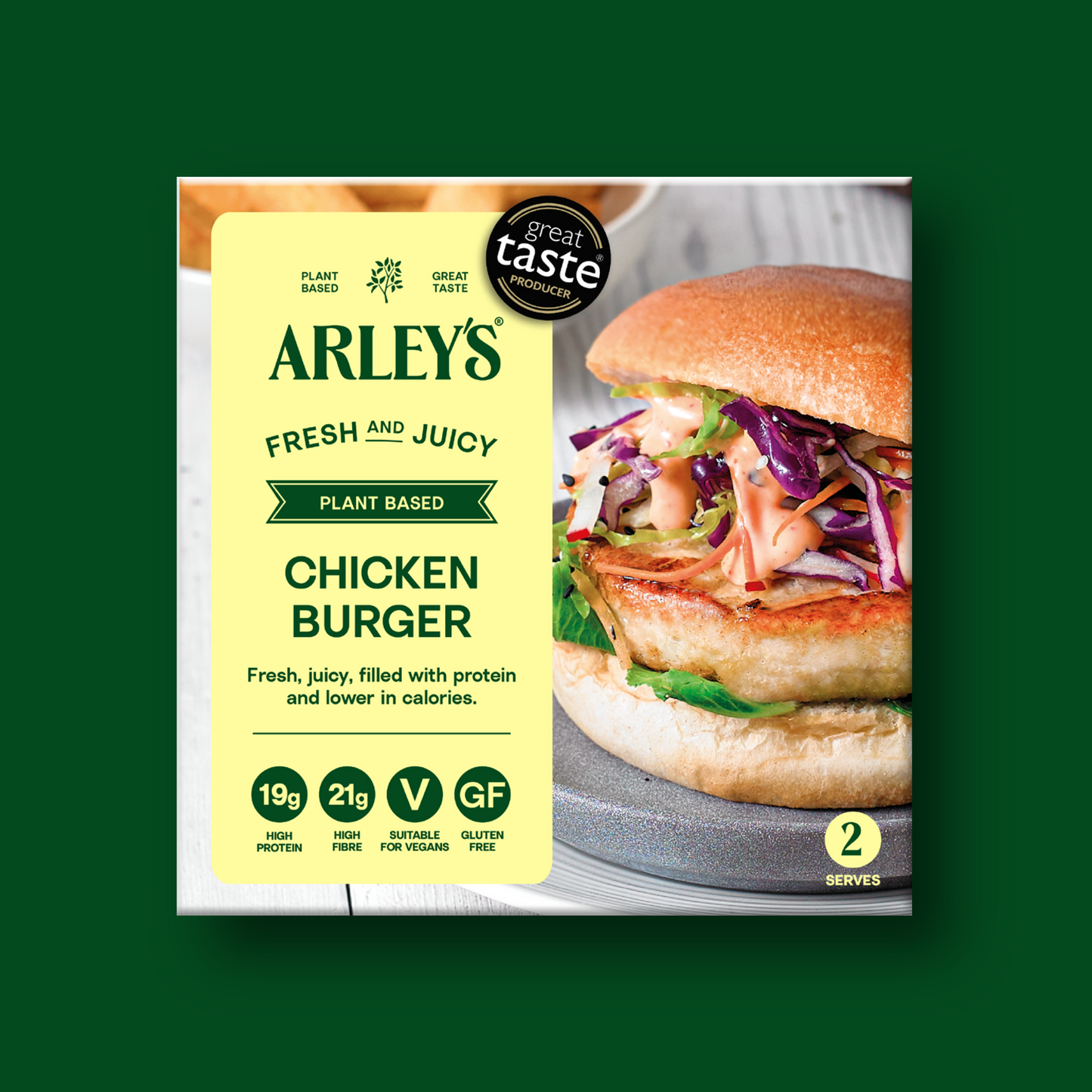 Arley's Plant Based Chicken Burger 2 x 114g